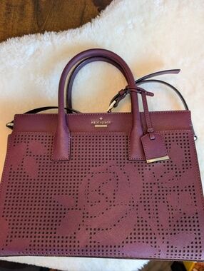 Kate Spade Cameron Street Perforated Candace Satchel Plum Burgundy Crossbody